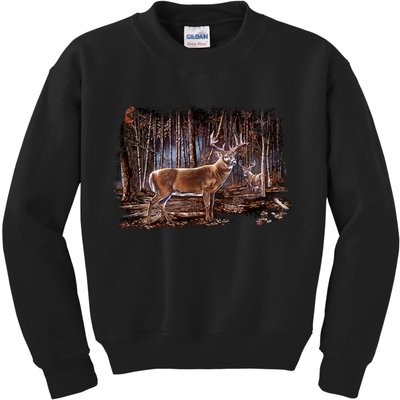 Deer Hunting Scene Kids Sweatshirt