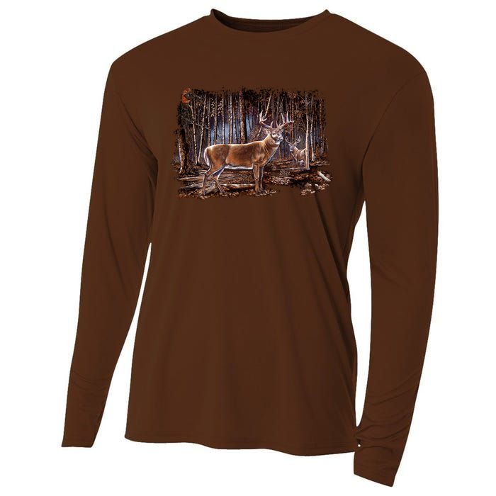 Deer Hunting Scene Cooling Performance Long Sleeve Crew