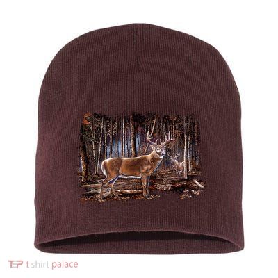 Deer Hunting Scene Short Acrylic Beanie
