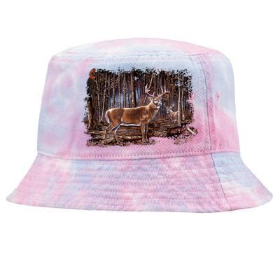 Deer Hunting Scene Tie-Dyed Bucket Hat