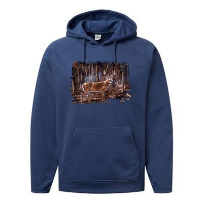 Deer Hunting Scene Performance Fleece Hoodie