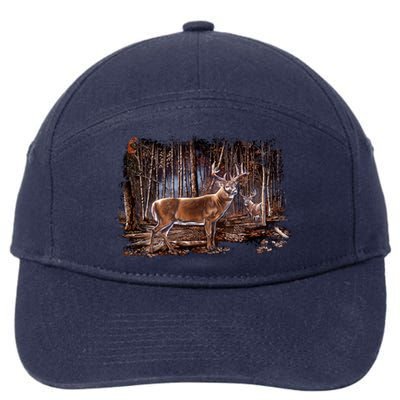 Deer Hunting Scene 7-Panel Snapback Hat