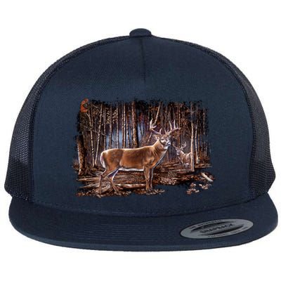 Deer Hunting Scene Flat Bill Trucker Hat