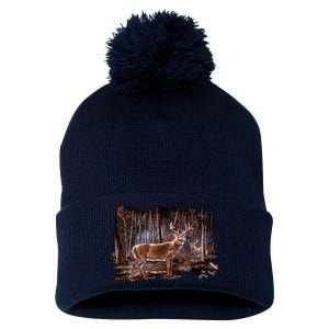 Deer Hunting Scene Pom Pom 12in Knit Beanie