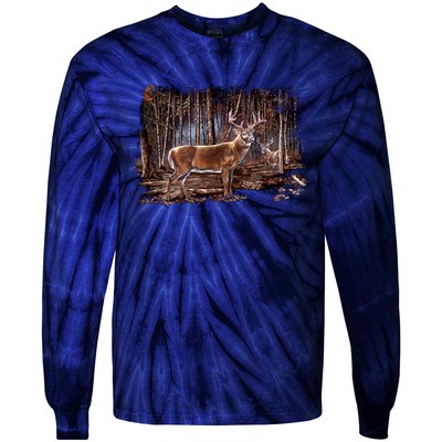 Deer Hunting Scene Tie-Dye Long Sleeve Shirt