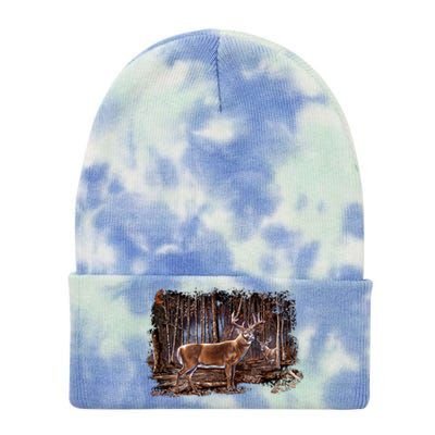 Deer Hunting Scene Tie Dye 12in Knit Beanie