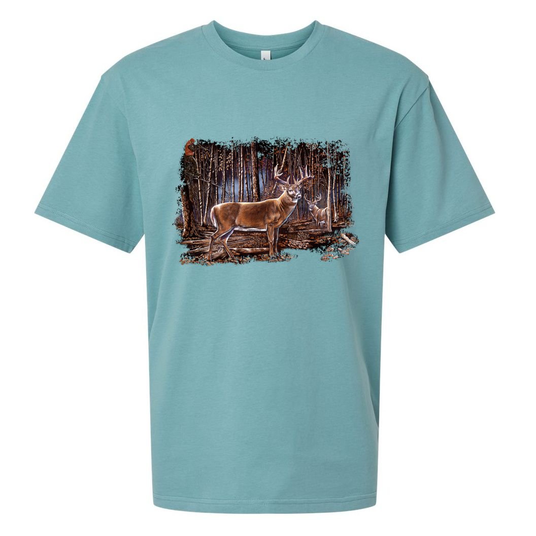 Deer Hunting Scene Sueded Cloud Jersey T-Shirt