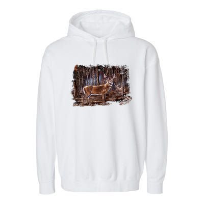 Deer Hunting Scene Garment-Dyed Fleece Hoodie