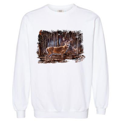 Deer Hunting Scene Garment-Dyed Sweatshirt