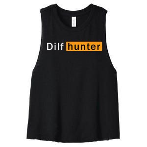 Dilf Hunter Single Mom Adult Joke Women's Racerback Cropped Tank