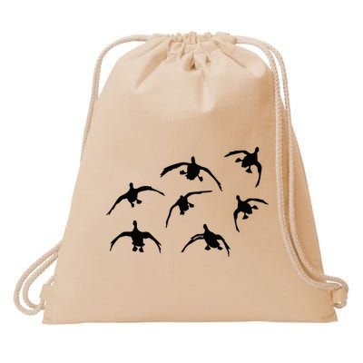 Duck Hunting Seven Drakes By Committed Waterfowl Drawstring Bag