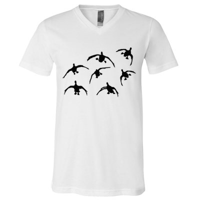 Duck Hunting Seven Drakes By Committed Waterfowl V-Neck T-Shirt