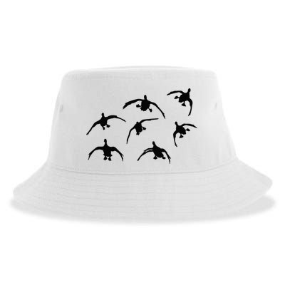 Duck Hunting Seven Drakes By Committed Waterfowl Sustainable Bucket Hat
