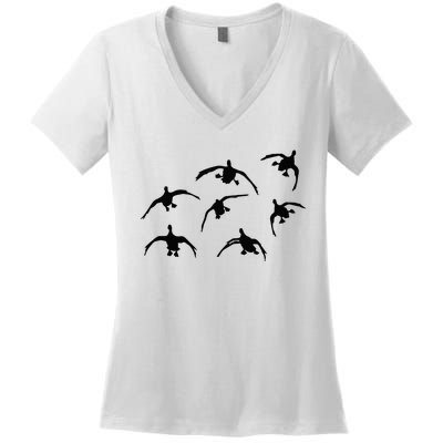 Duck Hunting Seven Drakes By Committed Waterfowl Women's V-Neck T-Shirt