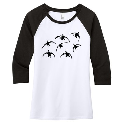 Duck Hunting Seven Drakes By Committed Waterfowl Women's Tri-Blend 3/4-Sleeve Raglan Shirt