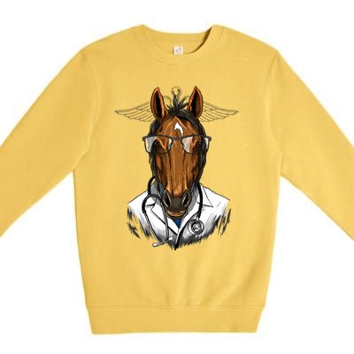 Doctor Horse Surgeon Physician Dr Md Cow Horse Lover Gift Premium Crewneck Sweatshirt