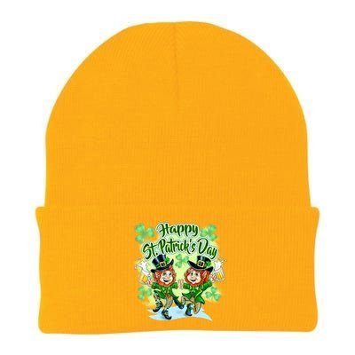 Dancing Happy St. Patrick's Day Leprechauns Knit Cap Winter Beanie