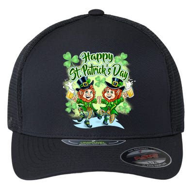 Dancing Happy St. Patrick's Day Leprechauns Flexfit Unipanel Trucker Cap