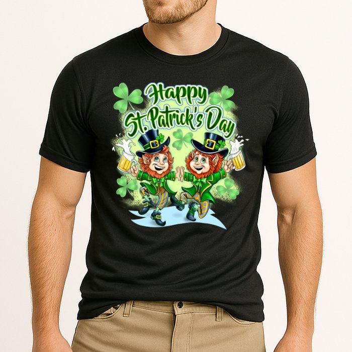 Dancing Happy St. Patrick's Day Leprechauns Cooling Performance Crew T-Shirt