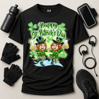 Dancing Happy St. Patrick's Day Leprechauns Cooling Performance Crew T-Shirt