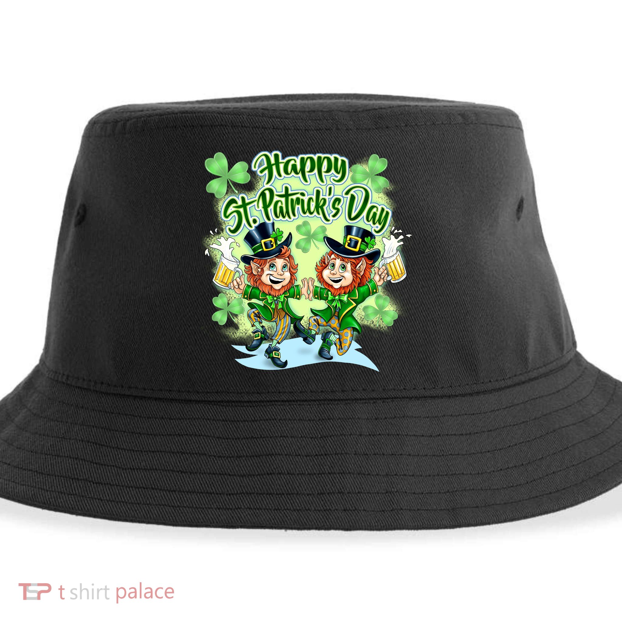 Dancing Happy St. Patrick's Day Leprechauns Sustainable Bucket Hat