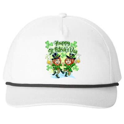 Dancing Happy St. Patrick's Day Leprechauns Snapback Five-Panel Rope Hat