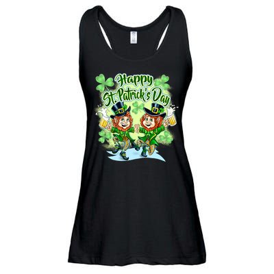 Dancing Happy St. Patrick's Day Leprechauns Ladies Essential Flowy Tank