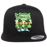 Dancing Happy St. Patrick's Day Leprechauns Flat Bill Trucker Hat