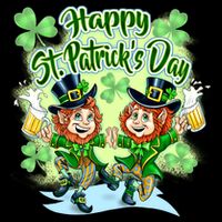 Dancing Happy St. Patrick's Day Leprechauns Flat Bill Trucker Hat