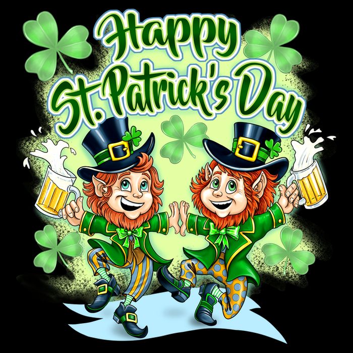 Dancing Happy St. Patrick's Day Leprechauns Flat Bill Trucker Hat