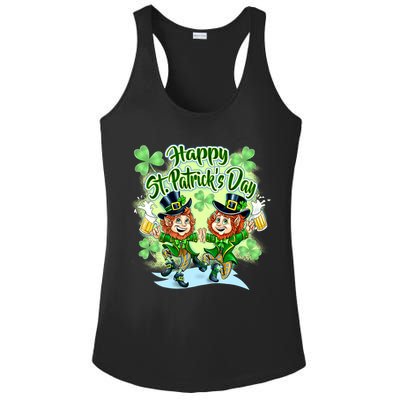 Dancing Happy St. Patrick's Day Leprechauns Ladies PosiCharge Competitor Racerback Tank
