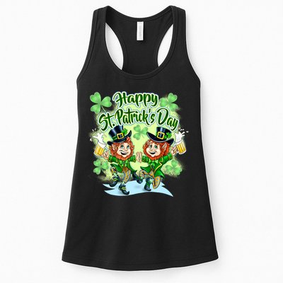 Dancing Happy St. Patrick's Day Leprechauns Womens Tank Top