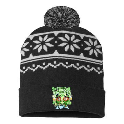 Dancing Happy St. Patrick's Day Leprechauns USA-Made Snowflake Beanie