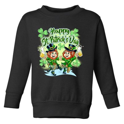 Dancing Happy St. Patrick's Day Leprechauns Toddler Sweatshirt