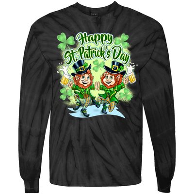 Dancing Happy St. Patrick's Day Leprechauns Tie-Dye Long Sleeve Shirt