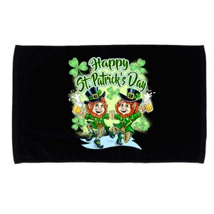 Dancing Happy St. Patrick's Day Leprechauns Microfiber Hand Towel