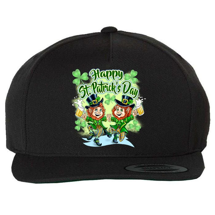 Dancing Happy St. Patrick's Day Leprechauns Wool Snapback Cap