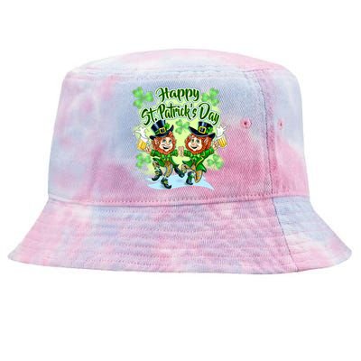 Dancing Happy St. Patrick's Day Leprechauns Tie-Dyed Bucket Hat