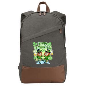 Dancing Happy St. Patrick's Day Leprechauns Cotton Canvas Backpack