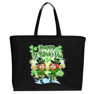 Dancing Happy St. Patrick's Day Leprechauns Cotton Canvas Jumbo Tote