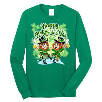 Dancing Happy St. Patrick's Day Leprechauns Long Sleeve Shirt