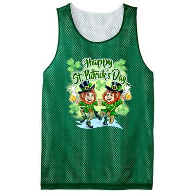 Dancing Happy St. Patrick's Day Leprechauns Mesh Reversible Basketball Jersey Tank