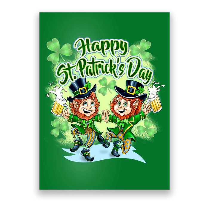 Dancing Happy St. Patrick's Day Leprechauns Poster