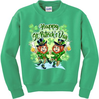 Dancing Happy St. Patrick's Day Leprechauns Kids Sweatshirt