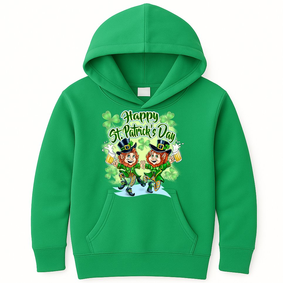 Dancing Happy St. Patrick's Day Leprechauns Kids Hoodie