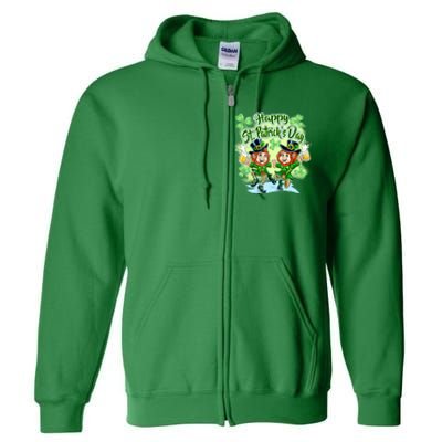 Dancing Happy St. Patrick's Day Leprechauns Full Zip Hoodie