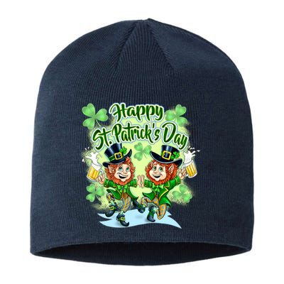 Dancing Happy St. Patrick's Day Leprechauns Sustainable Beanie