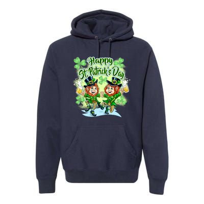 Dancing Happy St. Patrick's Day Leprechauns Premium Hoodie