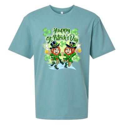 Dancing Happy St. Patrick's Day Leprechauns Sueded Cloud Jersey T-Shirt