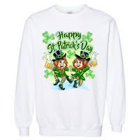 Dancing Happy St. Patrick's Day Leprechauns Garment-Dyed Sweatshirt